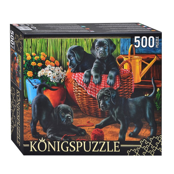 Пазлы 500 Konigspuzzle "Щенки лабродора"