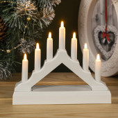 Фигурка LED "Горка рождественская белая 7 свечей" (пластик) (теплый белый)