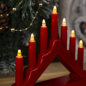 Фигурка LED "Горка рождественская красная 7 свечей" (пластик) (теплый белый)